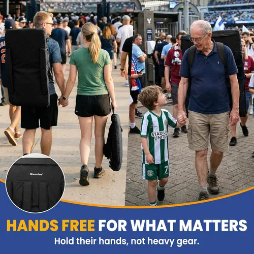 Vista 5 de Silla de estadio Sheenive con respaldo acolchado, sillas de grada con respaldo y cojín, asiento plegable portátil con apoyabrazos, 6 posiciones