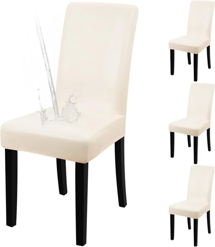 Vista 22 de YISUN Fundas para sillas de comedor, de piel sintética maciza, impermeable y resistente al aceite, funda protectora para silla de comedor