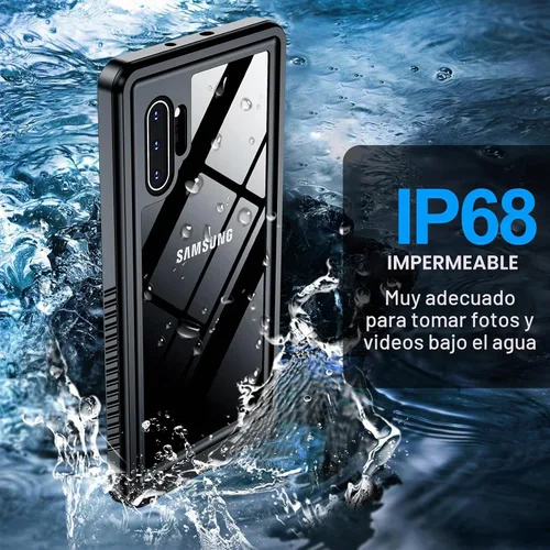 Vista 3 de MOZOTER - Funda impermeable para Samsung Galaxy Note 10 Plus con sonido claro Negro
