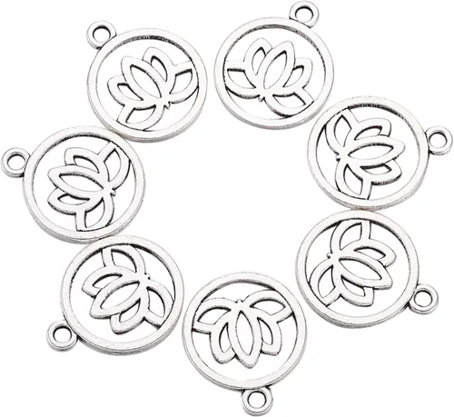 Vista 7 de Craftdady - Dijes de plata tibetana para hacer joyería, collares, pulseras, aretes, plata, X-TIBEP-5354-AS-LF-Craftdady