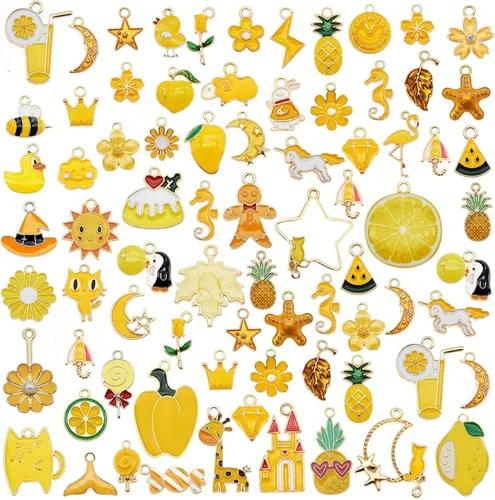 Vista 5 de 30 piezas de dijes esmaltados mixtos para hacer joyas, lote a granel, collar, aretes, brazalete, accesorios de manualidades