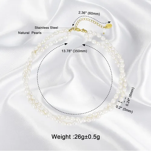 Vista 3 de Gargantilla de perlas, collar de gargantilla de perlas chapado en oro de 14 quilates para mujeres y niñas, collar de perlas de agua dulce natural