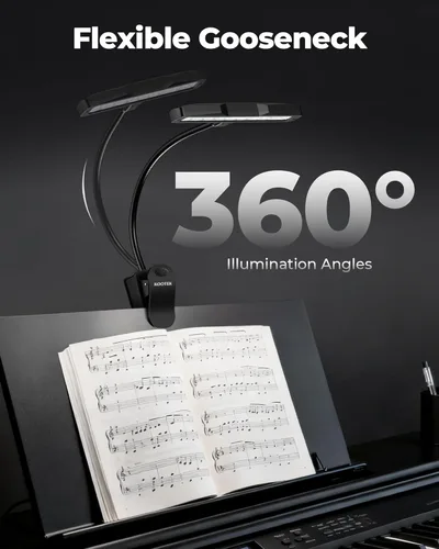 Vista 5 de Kootek Luz portátil de clip para atril, lámpara orquesta con 10 luces LED, cuello ajustable, luz de lectura recargable, luces USB para leer