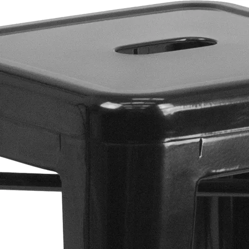 Vista 6 de Flash Furniture - Taburete de bar de metal moderno sin respaldo de 30 pulgadas, para interior/exterior, industrial, cuadrado, apilable para bares