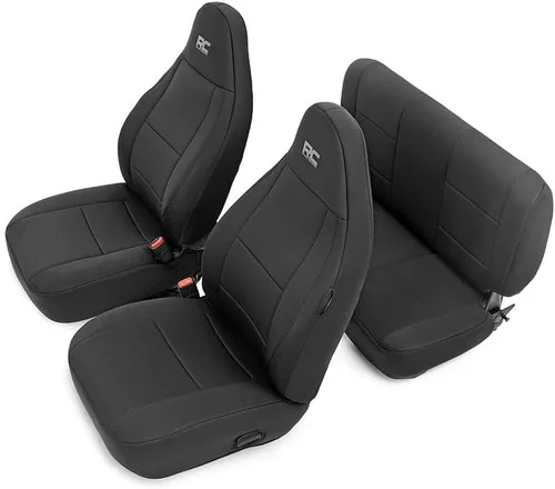 Rough Country Fundas de asiento de neopreno para Jeep Wrangler TJ (1997-2002) - Impermeables y resistentes a los rayos UV, con espuma acolchada,