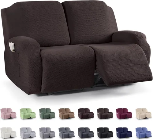 Vista 57 de KinCam Fundas para Reclinables, Fundas Elásticas para Sillas Reclinables, Fundas para Sofá Reclinable con Rayas Jacquard, Fundas Protectoras de Negro