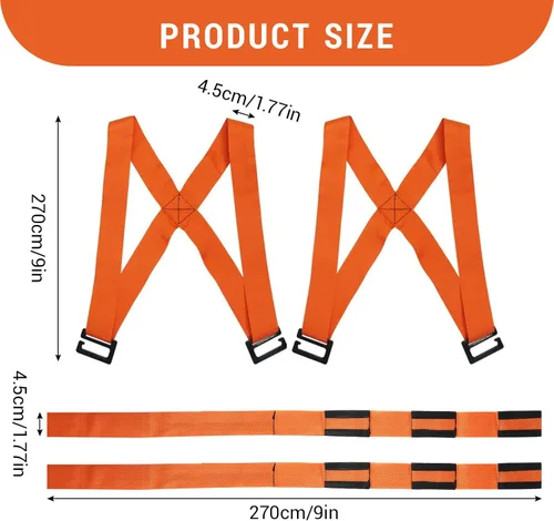Vista 2 de Correas móviles para muebles para 2 personas, sistema de elevación resistente, ajustable de 5 a 9.5 pies, soporte de hombro y antebrazo para sofá