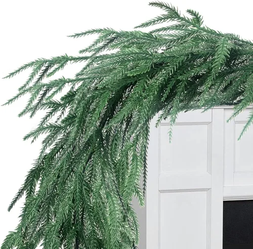 Guirnalda de Navidad 6 pies – Guirnalda Artificial Verde de Pino Norfolk para Decoración Interior y Exterior – Vegetación Verde Navideña para