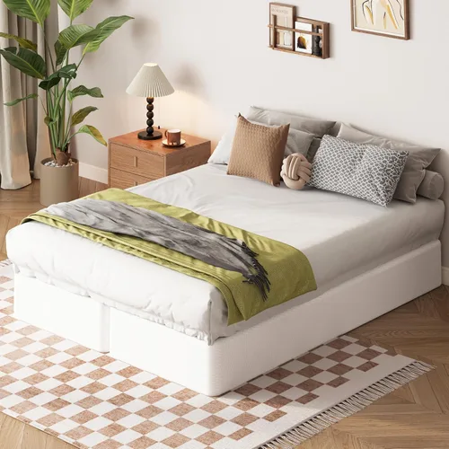 Vista 9 de EMODA Base de cama con somier dividido de 7 pulgadas, 3500 libras, base de colchón de metal resistente tamaño King con cubierta de tela, sin ruido