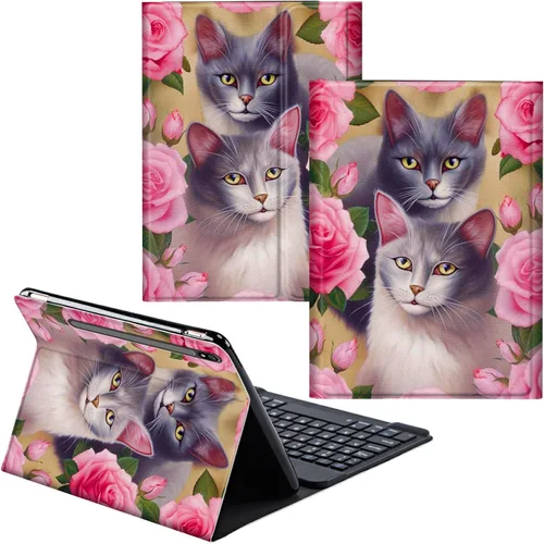 Vista 25 de Funda para Samsung Galaxy Tab S6 Lite 2022/2020 Teclado inalámbrico desmontable y cubierta de cuero PU Funda protectora para Samsung Galaxy Tab S6
