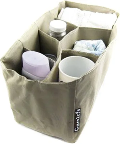 Vista 3 de Comicfs Organizador de inserción de bolsa de pañales para bebé (Dimensiones: 12 X 6.4 X 8 pulgadas, caqui)