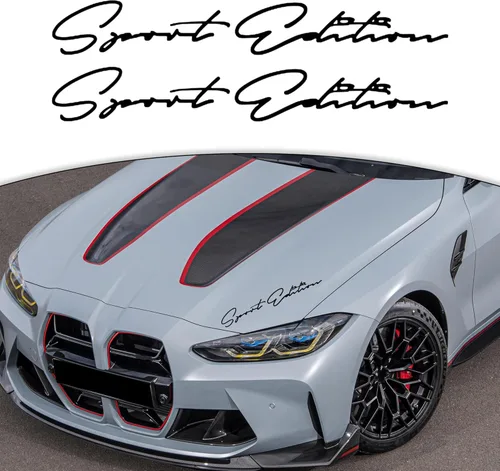 Vista 7 de Zhizhong Sport Edition Calcomanía, 2 calcomanías de vinilo para capó de automóvil de 11.3 pulgadas para todos los autos (rojo)