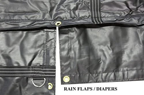 Vista 8 de Mytee Products Lona de madera combinada de 24 x 27 pies para camión de 18 onzas 14 onzas con caída de 8 pies, lona impermeable de vinilo negro