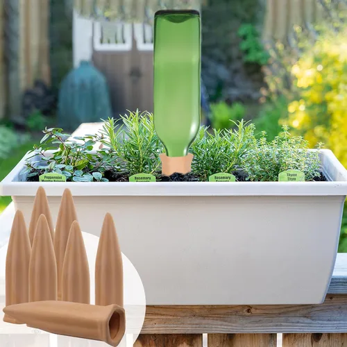 Vista 6 de MorTime 8 dispositivos de riego de plantas, riegos automáticos de terracota para plantas riegan automáticamente tus plantas de interior y exterior