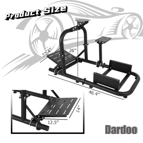 Vista 2 de Dardoo Gaming Simulator Cockpit with Alloy Steel Racing Wheel Stand Compatible with Logitech G25 G27 G29 G920 G923 Fanatec Thrustmaster T300RS