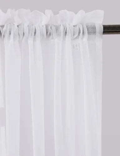 Vista 5 de MYSTIC-HOME Juego de cortinas de niveles transparentes blancas para cocina de 24 pulgadas de largo, tratamiento de cortinas para ventanas pequeñas