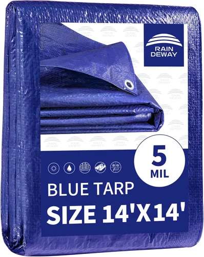 Vista 27 de RAINDEWAY Tarps - Lona impermeable de color azul de 4 x 16 pies de grosor, resistente a desgarros, multiusos, para techo, campamento, automóvil