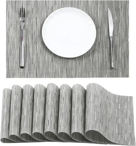 Vista 57 de Leetaltree - Juego de 4 manteles individuales beige, antideslizantes, resistentes al calor, para mesa de comedor, lavables, duraderos, de PVC