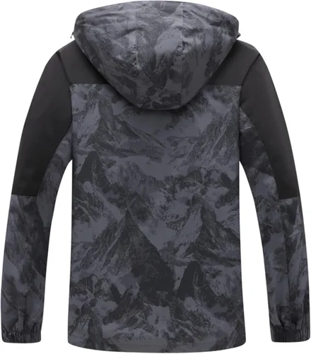 Vista 45 de GIISAM Chaqueta de lluvia para hombre, impermeable, ligera, para exteriores, rompevientos con capucha