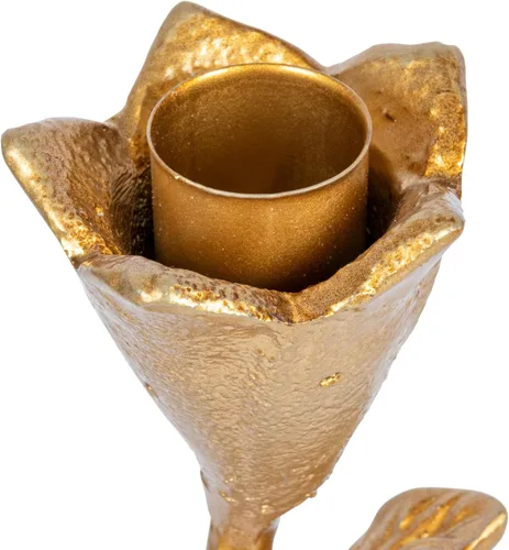 Vista 5 de Creative Co-Op Candelabro de hierro fundido forjado a mano con flores y pájaro, dorado