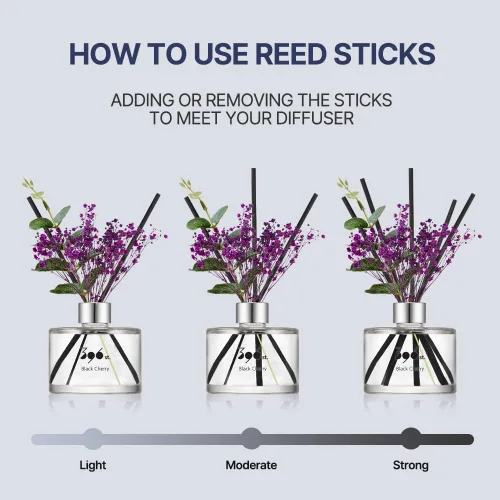 Vista 4 de 396 st. juego de difusor de aceite con varillas de junco de flores de aliento de bebé preservadas, rosa roja, 200ml (6.7oz) / juegos de difusor