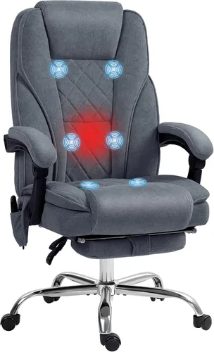 Vista 12 de Vinsetto Silla de oficina de masaje con reposapiés, silla ejecutiva de escritorio para computadora con 6 puntos de vibración y calor, respaldo