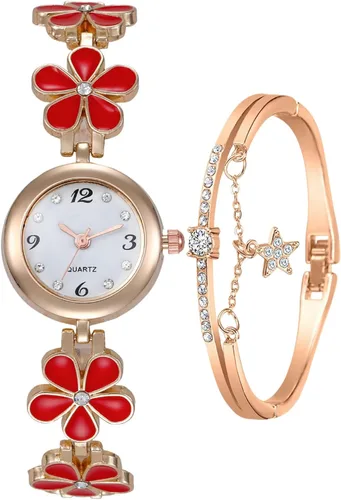 Vista 10 de ADSBIAOYE Reloj de pulsera para mujer, artículo de moda, reloj de cuarzo impermeable con forma de flor