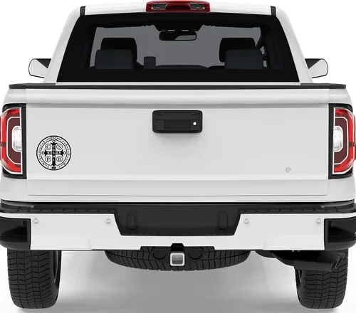 Vista 5 de Calcomanía de vinilo con medallón de San Benito Medalla de San Benito para automóvil, camión, SUV, impermeable (negro, 5.8 x 5.8 pulgadas)