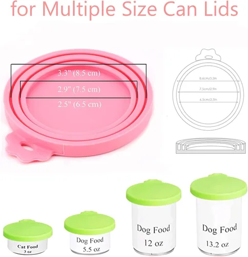 Vista 4 de Paquete de 4 Tapas de Latas de Comida para Mascotas de Silicona para Comida de Perros y Gatos