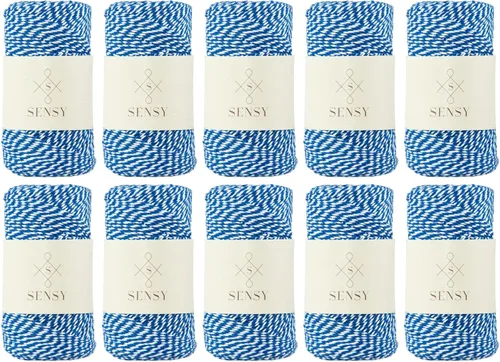 Vista 24 de Sensy - Cordón de algodón a rayas para panaderos de alta calidad, para manualidades y envoltura de regalos (negro y blanco)