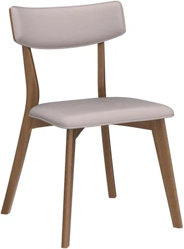 Vista 25 de GDFStudio Chazz Mid-Century - Juego de 2 sillas de comedor con marco de mediados de siglo, juego de 2 piezas, gris oscuro y acabado de nogal natural
