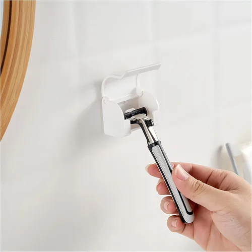 Vista 3 de EIKS Paquete de 2 soportes para maquinilla de afeitar, soportes de pared autoadhesivos para baño, ducha, mesa