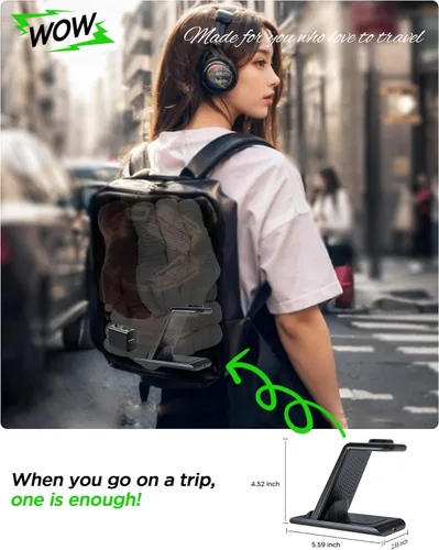 Vista 6 de Estación de carga inalámbrica para Samsung Cargador inalámbrico Galaxy S26 Ultra/S25/S24/S23/S22/Note20 Z Fold Flip7 Galaxy Watch 8/7/6/5/4/3 Active