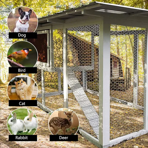 Vista 6 de Valla de alambre de pollo, valla de malla de alambre galvanizado hexagonal de 2 pulgadas x 150 pies, valla de malla de aves de corral, barrera