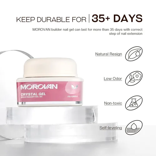 Vista 7 de Morovan Gel Constructor para Uñas: Gel Duro de Larga Duración para Extensión de Uñas, Gel Constructor Transparente, Fortalecedor de Uñas, Escultura