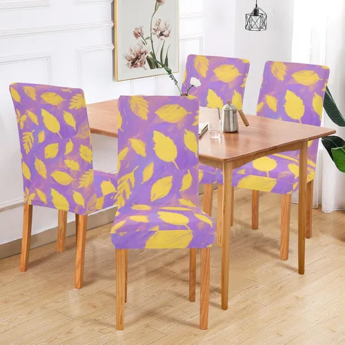 Vista 6 de Yellow Leaves Decorative Chair Cover for Dorm Desk Chair for Classroom Stools Washable Dining Chairs Covers protectores de sillas para comedor Set