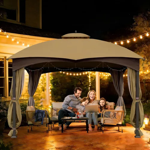 Vista 8 de SCOCANOPY Parte superior de repuesto beige para cenador Lowe's Allen Roth 10X12 Modelo #GF-12S004B-1/#GF-12S004BTO