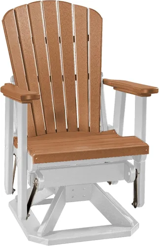 Vista 9 de DutchCrafters Slat Fan Back Poly Adirondack Swivel Glider Outdoor Patio Chair (Black)