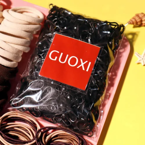 Vista 7 de GUOXI Coleteros para el cabello para mujer, juego de accesorios marrones, lazos elásticos suaves de nailon sin costuras, cuerdas gruesas y rizadas