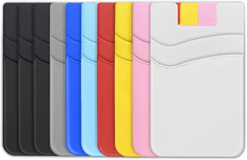 Vista 12 de SHANSHUI Soporte para tarjetas de teléfono, paquete de 3 fundas de silicona para tarjetas de crédito, tarjeta de visita, bolsillo para iPhone