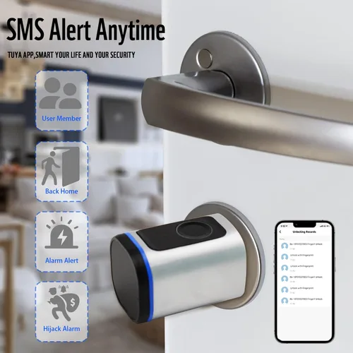 Vista 5 de Cerraduras de puerta inteligentes Huella dactilar IC Tarjeta clave Aplicación de teléfono celular Cerraduras electrónicas inteligentes para el hogar