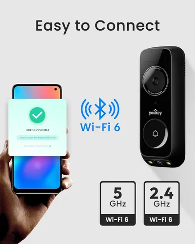 Vista 9 de youkey Cámara de timbre con cable con timbre, sin tarifa mensual, timbre con cable 2K con video de la cabeza a los pies, detección de paquetes, WiFi