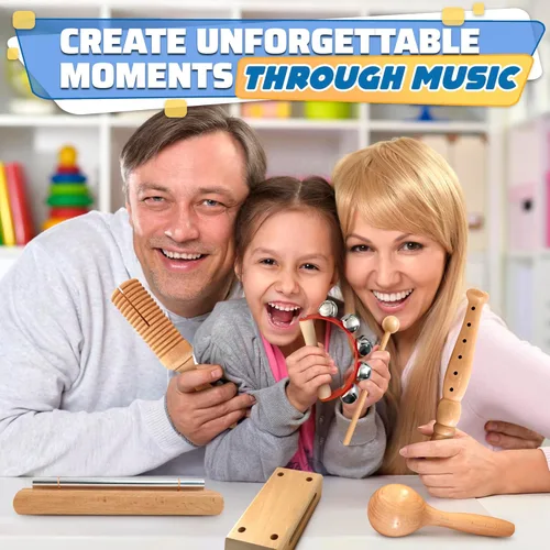 Vista 6 de Instrumentos de percusión para adultos – Kit de instrumentos musicales de 13 piezas con bolsa de almacenamiento duradera – Mejora el ritmo