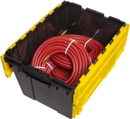 Vista 7 de Akro-Mils KeepBox Contenedor de almacenamiento de 12 galones, caja de almacenamiento de plástico apilable y anidable con tapa adjunta, bolsa