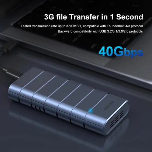 Vista 16 de GODO Carcasa SSD NVMe M.2 de 40 Gbps, carcasa de aluminio tipo C USB4.0, instalación sin herramientas, compatible con SSD tamaño 2230/2242/2260/2280