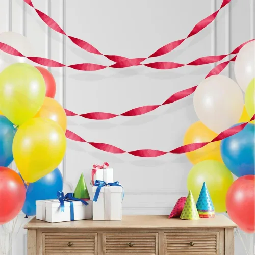 Vista 5 de Amscan Serpentina de papel crepé rojo manzana de alta calidad, 81 pies, 1 pieza, perfecta para cumpleaños, bodas y eventos
