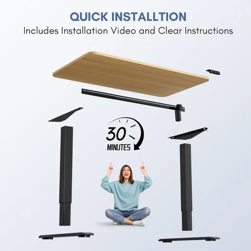 Vista 52 de Furmax Escritorio eléctrico de altura ajustable grande de 55 x 24 pulgadas, escritorio de pie para oficina en casa, escritorio de computadora