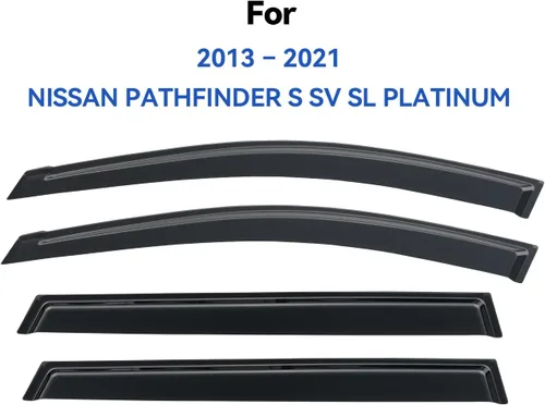 Vista 2 de Viseras de Ventana Protectores de Lluvia para Nissan Pathfinder 2013-2021, Deflectores de Viento de Ventilación Out-Channel Viseras Parasoles