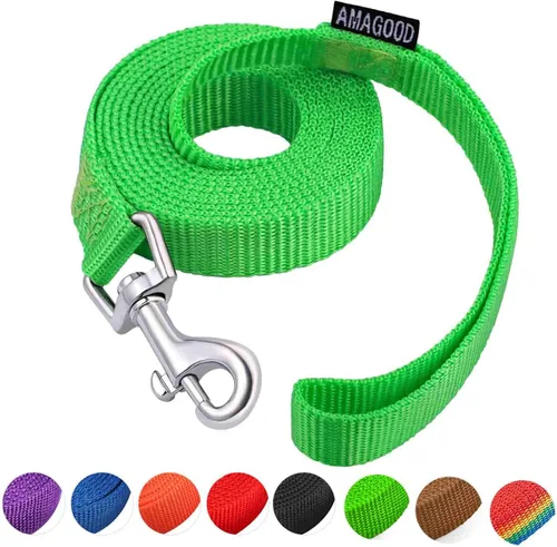 Vista 30 de AMAGOOD 6 pies de correas para cachorros/perros, correa de estilo tradicional resistente con gancho de cuello fácil de usar, correa para perros Negro