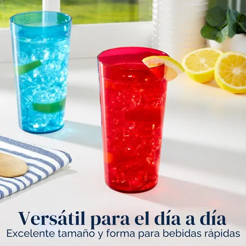 Vista 5 de Café. 16 piezas, resistente a la rotura, 20 oz. Vasos para bebidas con calidad de restaurante, Multicolor